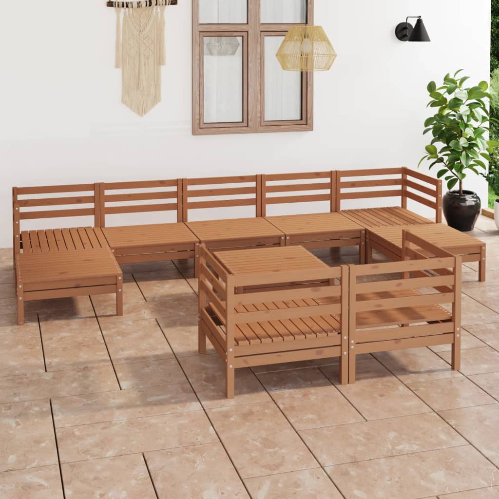 10-piece Lounge set solid pine wood, gray