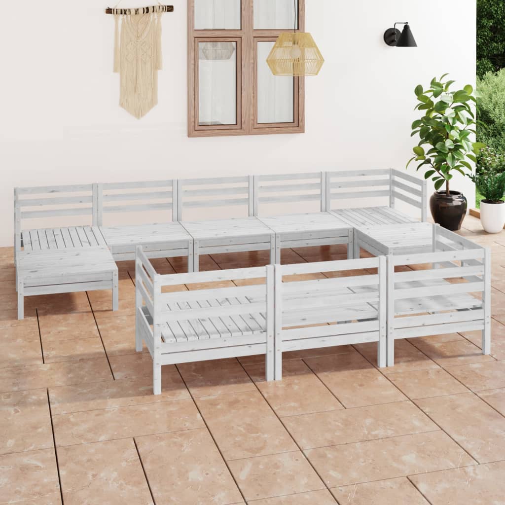 3083385  10-delige Tuin Lounge Set Wit Stevig Hout Grenen