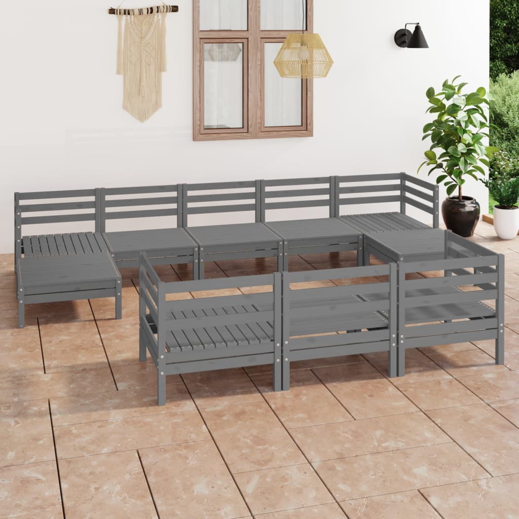 3083385  10-delige Tuin Lounge Set Wit Stevig Hout Grenen