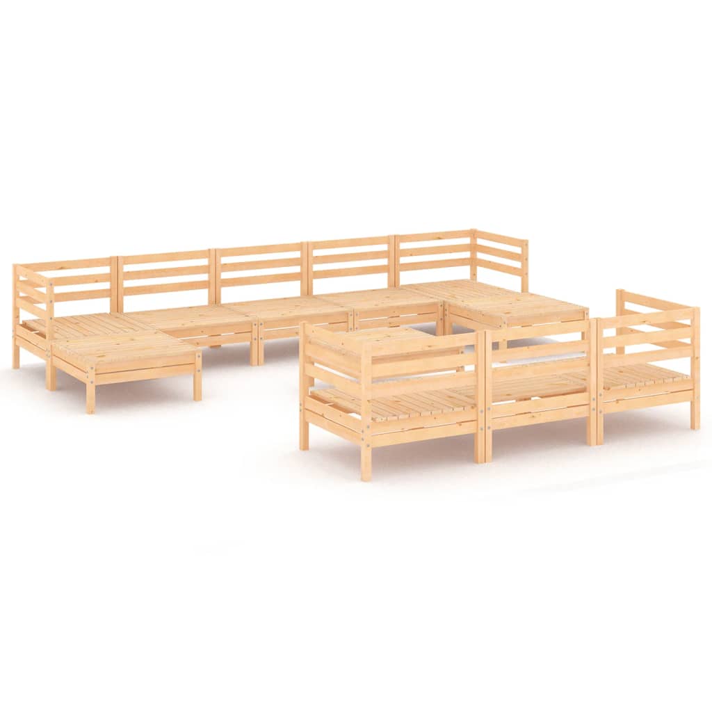 11-piece lounge set made of solid pine wood