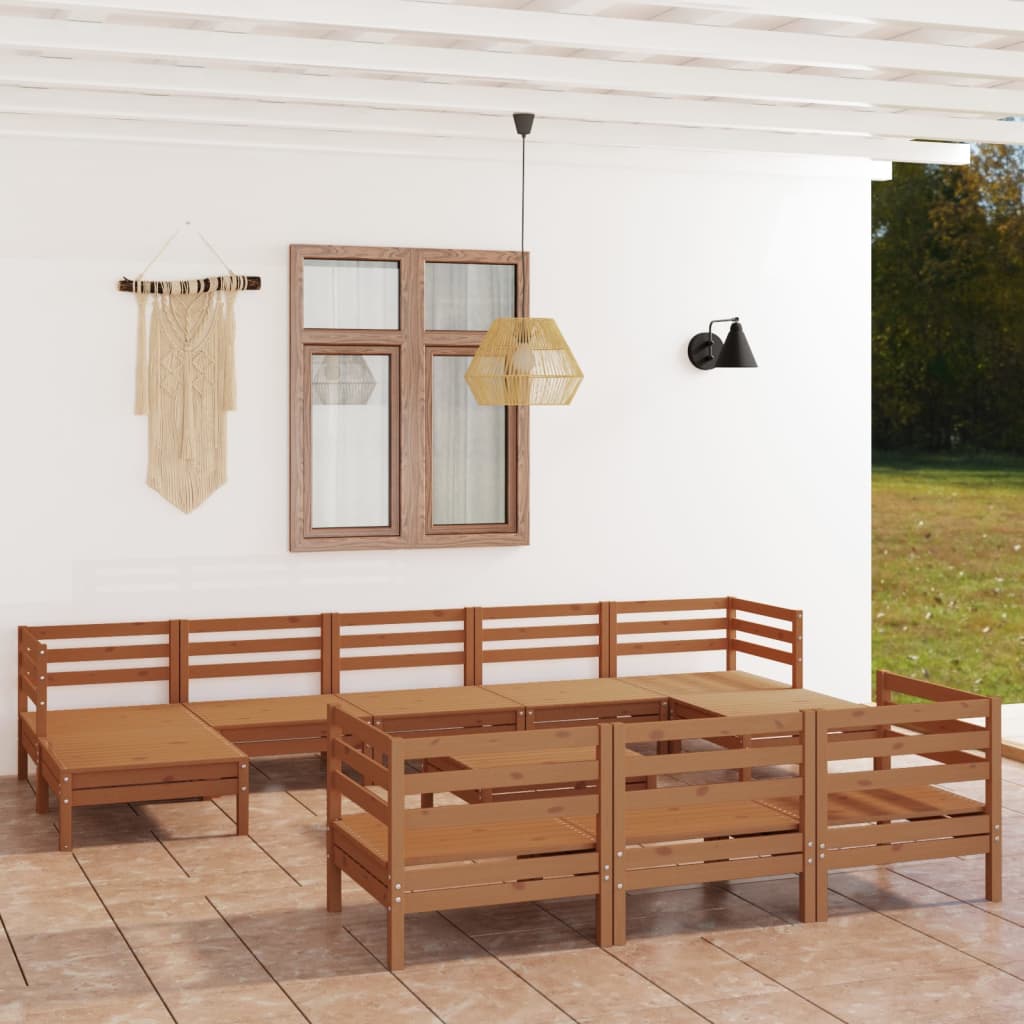 11-piece lounge set made of solid pine wood