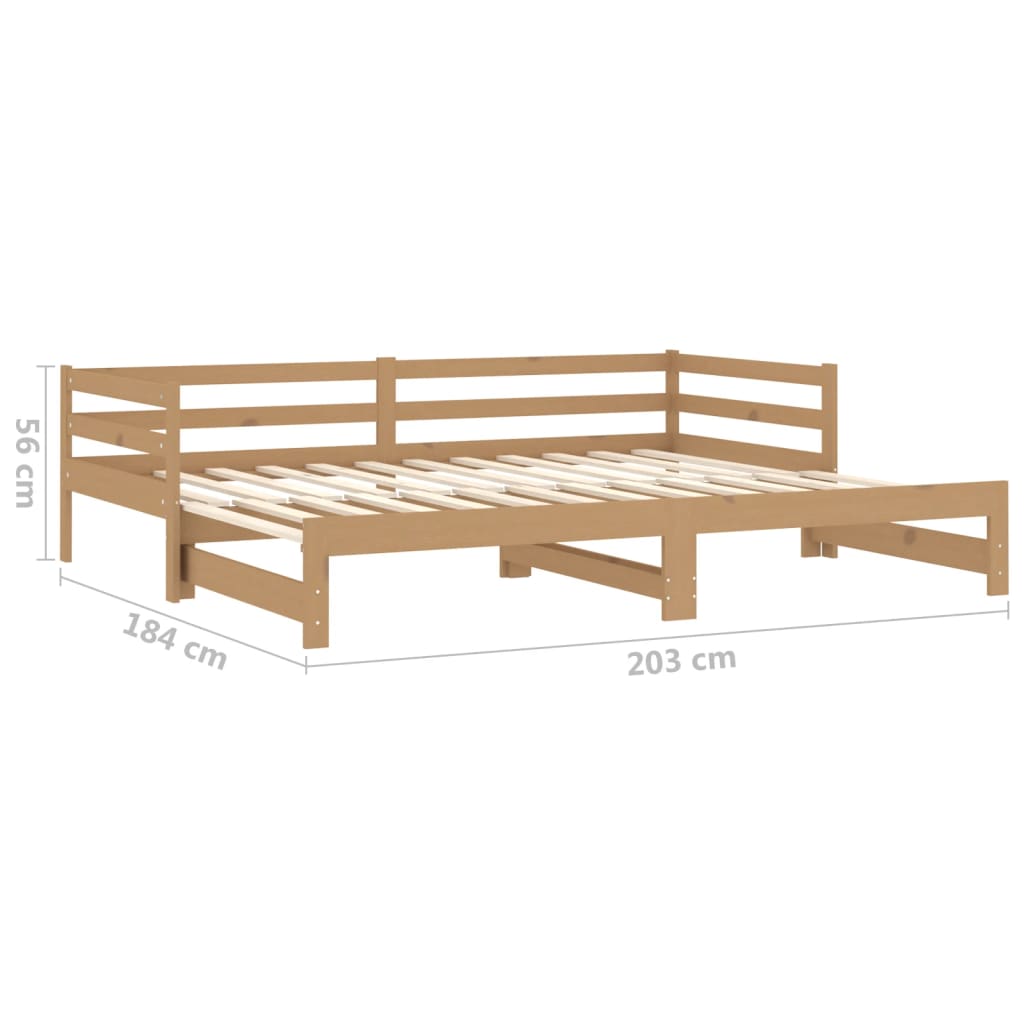 Slaapbank uitschuifbaar massief grenenhout grijs 2x(90x200) cm