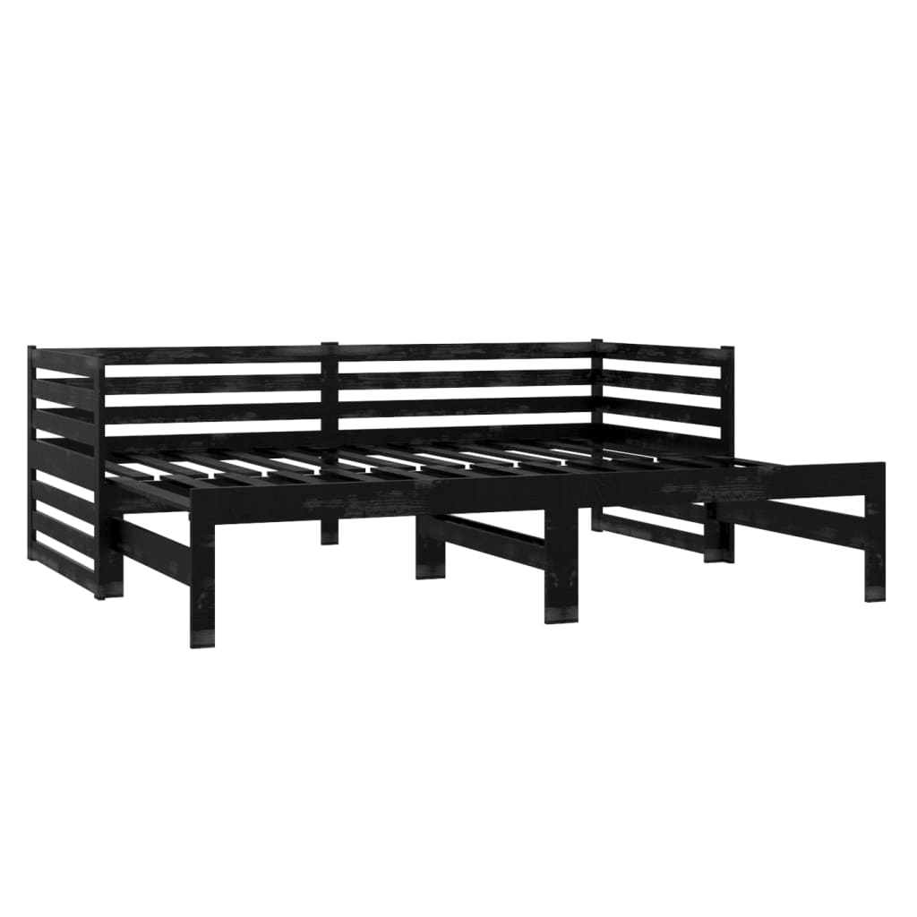 Slaapbank uitschuifbaar massief grenenhout 2x(90x200) cm