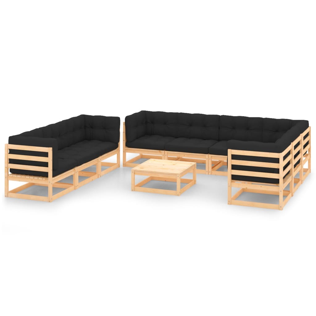 10-piece lounge set with solid pine wood cushions