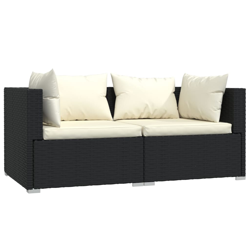 3-delige Loungeset met kussens poly rattan