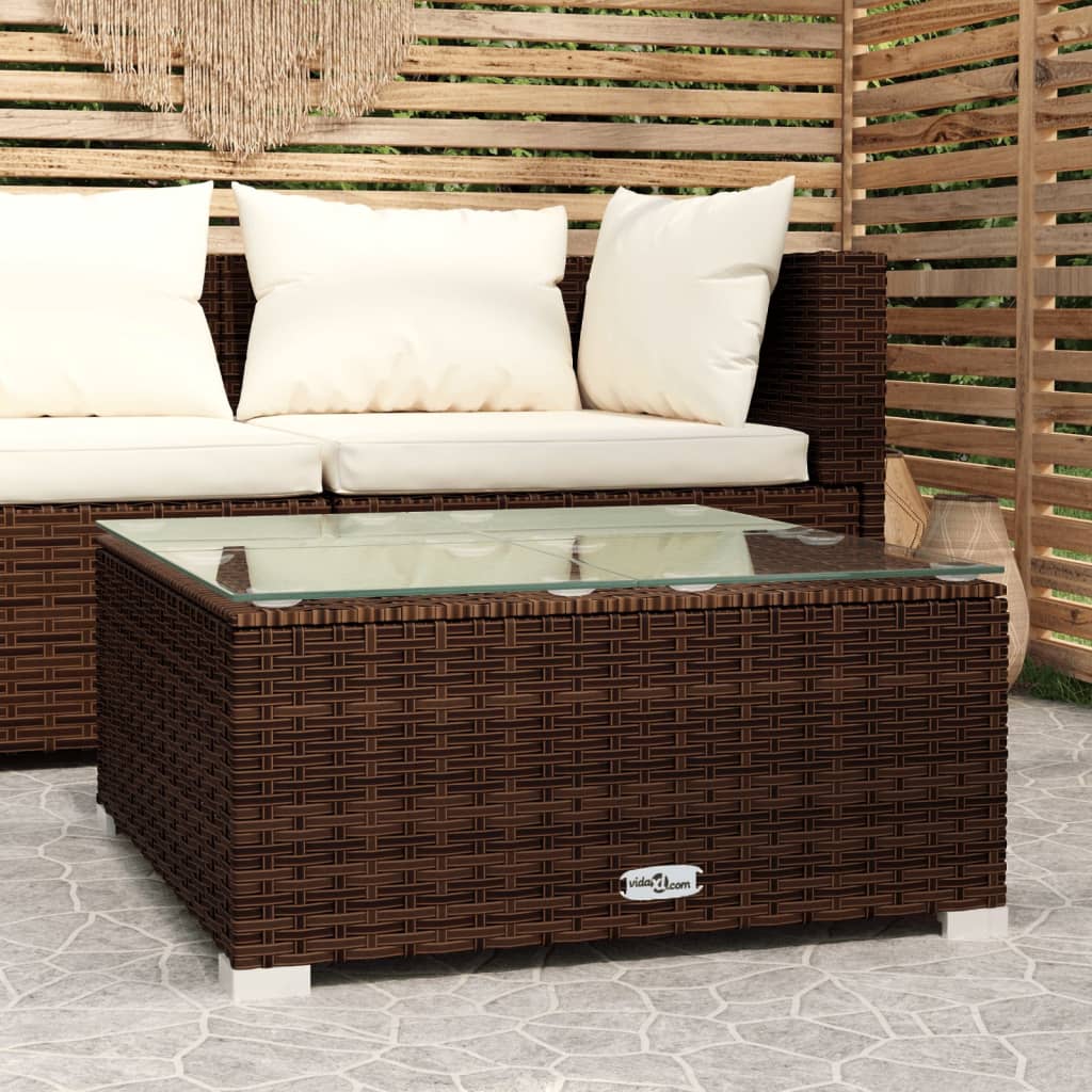 Tuintafel 60x60x30 cm poly rattan en glas