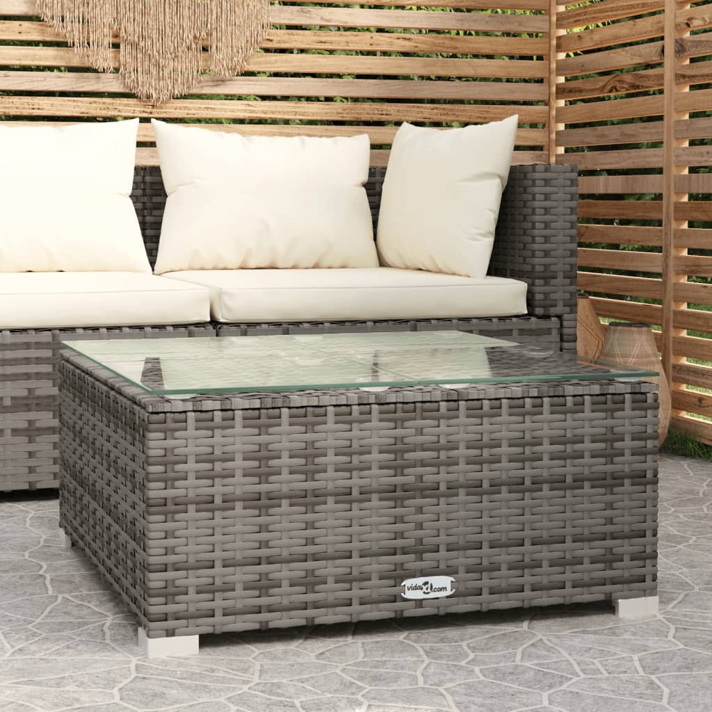 Tuintafel 60x60x30 cm poly rattan en glas