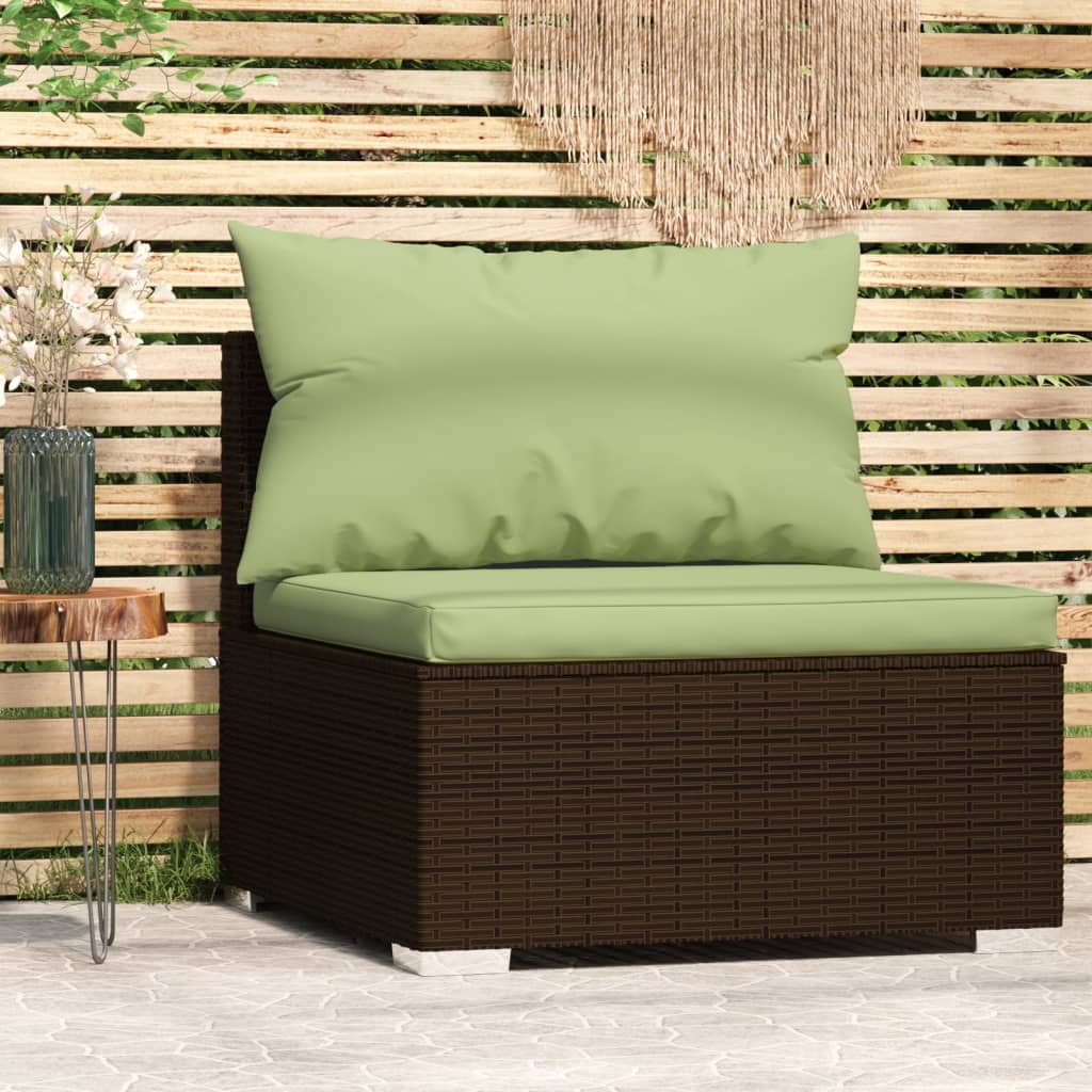 Tuinmiddenbank met kussens poly rattan