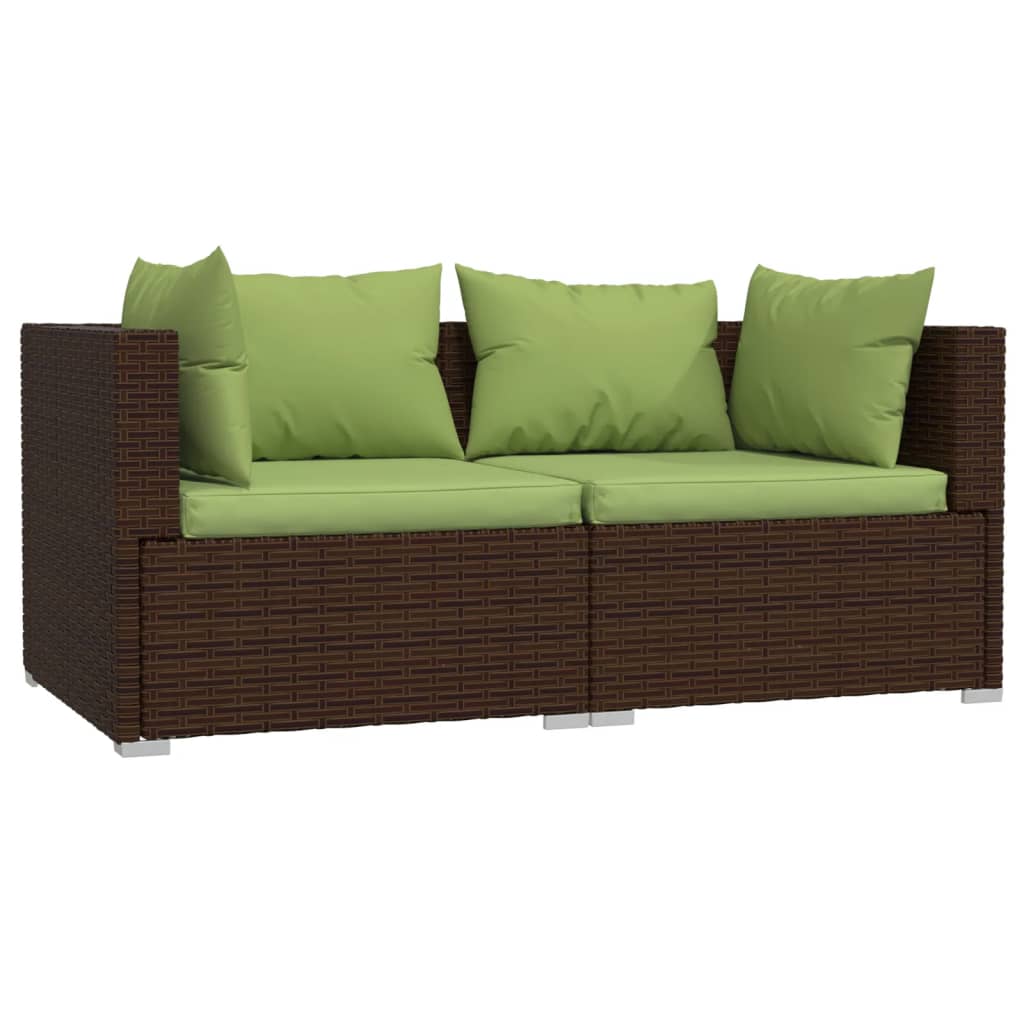 3-delige Loungeset met kussens poly rattan