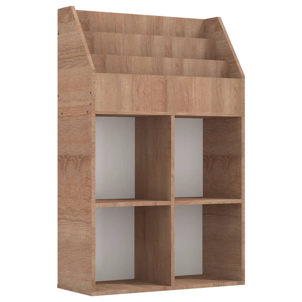 Kindertijdschriftenrek 71x30x114 cm bewerkt hout grijs en