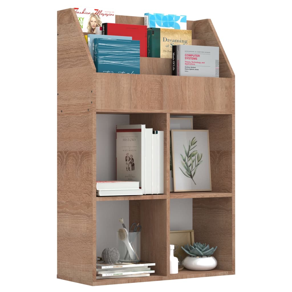 Kindertijdschriftenrek 71x30x114 cm bewerkt hout grijs en