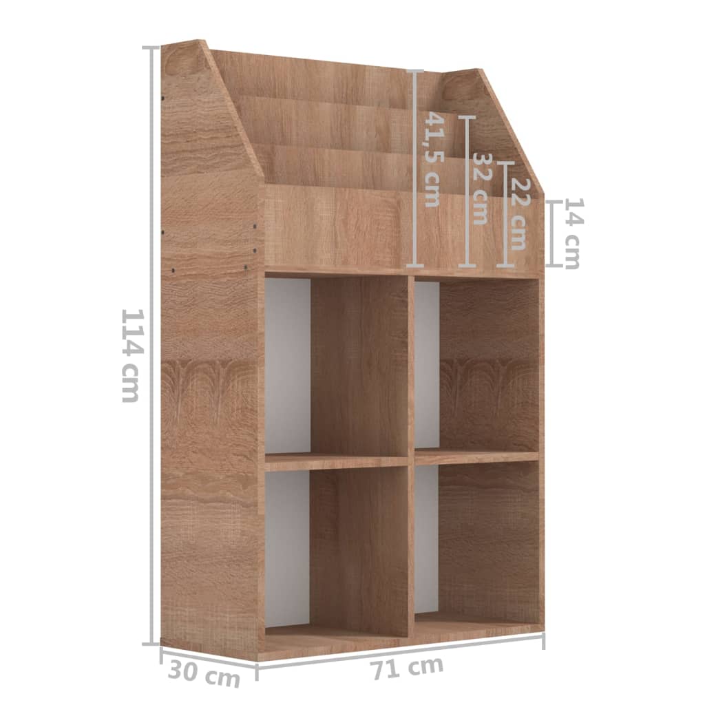 Kindertijdschriftenrek 71x30x114 cm bewerkt hout grijs en