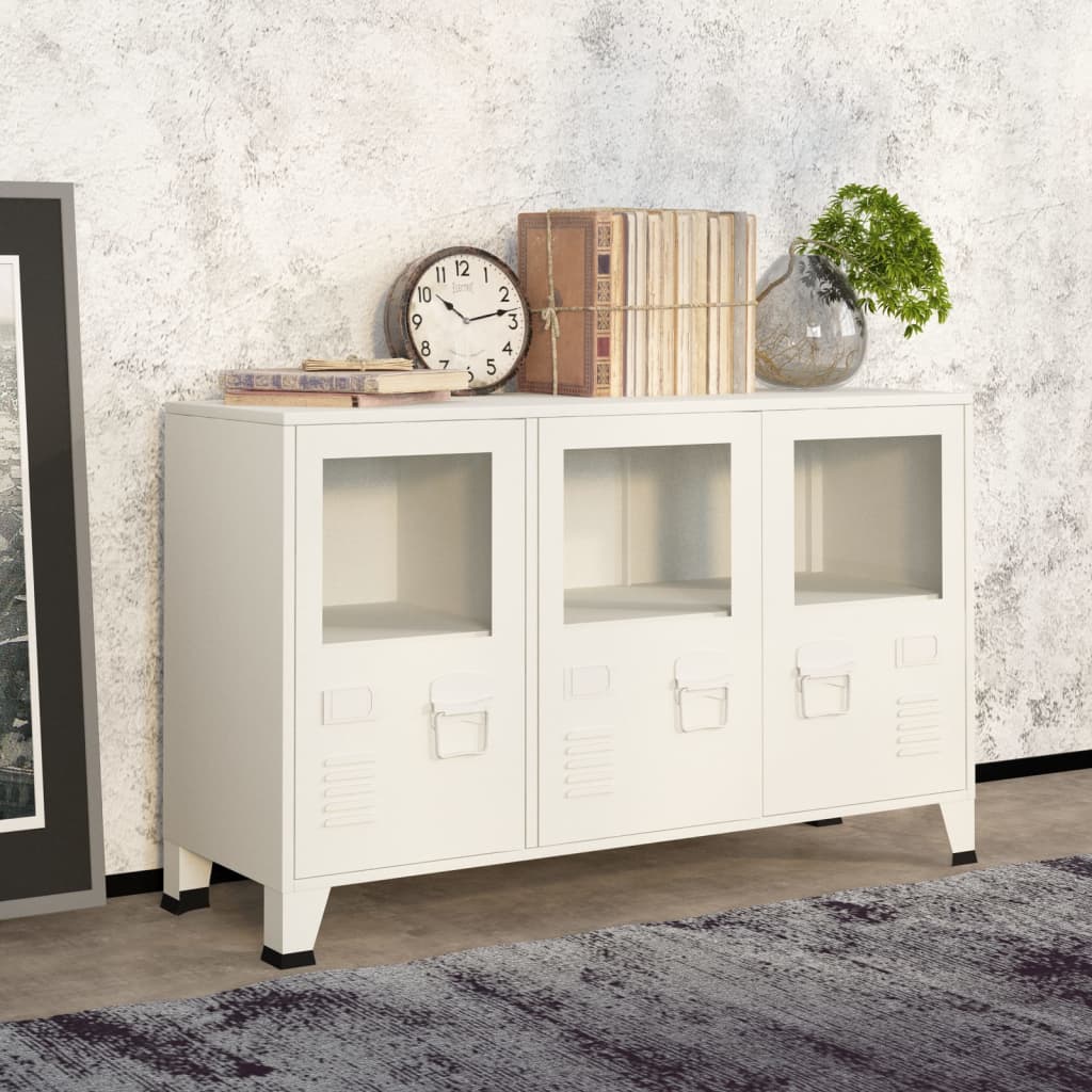 Dressoir industrieel 105x35x62 cm metaal en glas