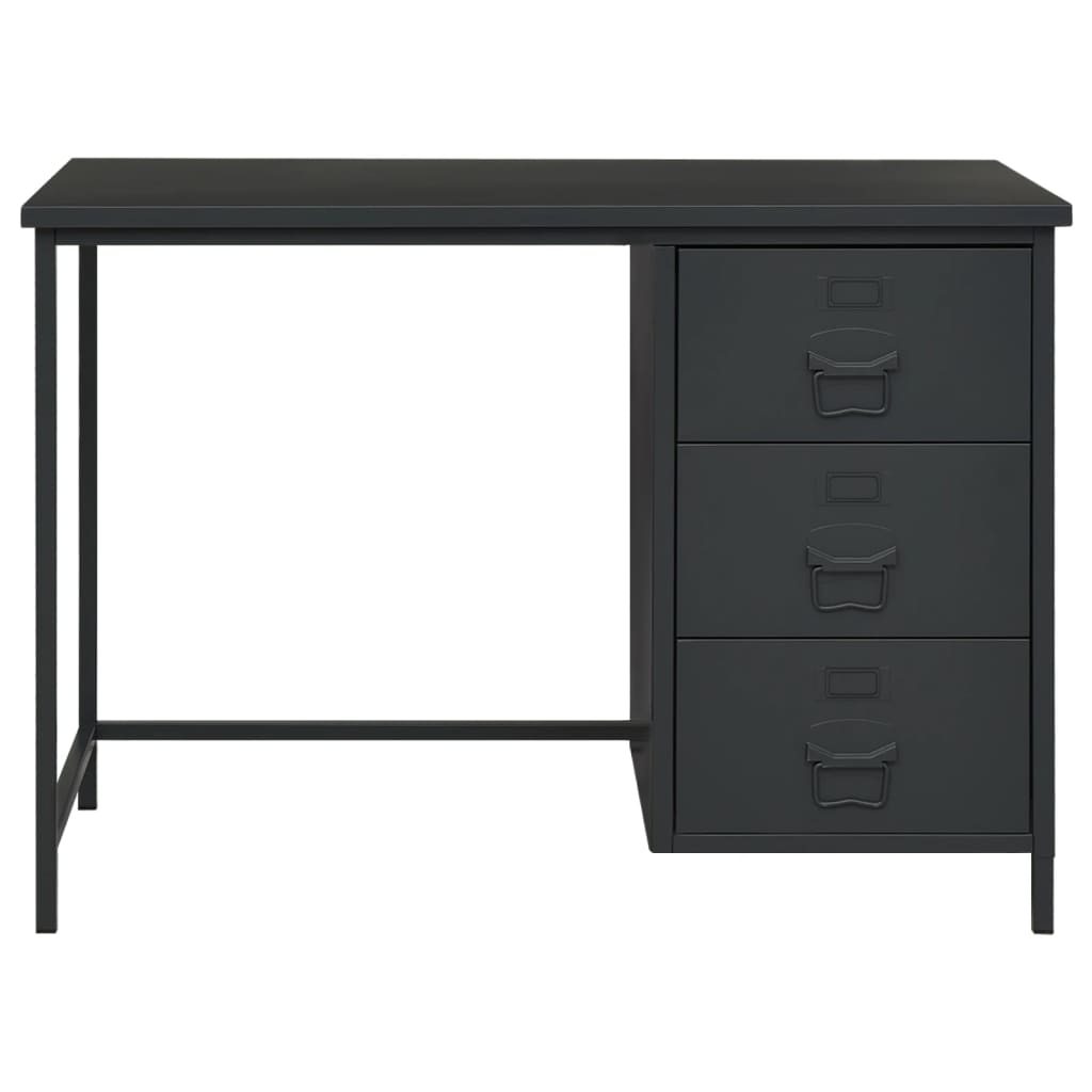 Bureau industrieel met lades 105x52x75 cm staal antracietkleur