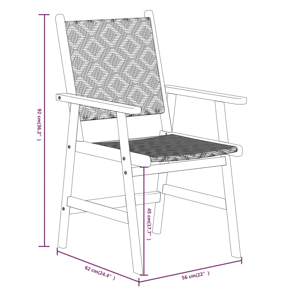 3-delige Tuinset massief acaciahout