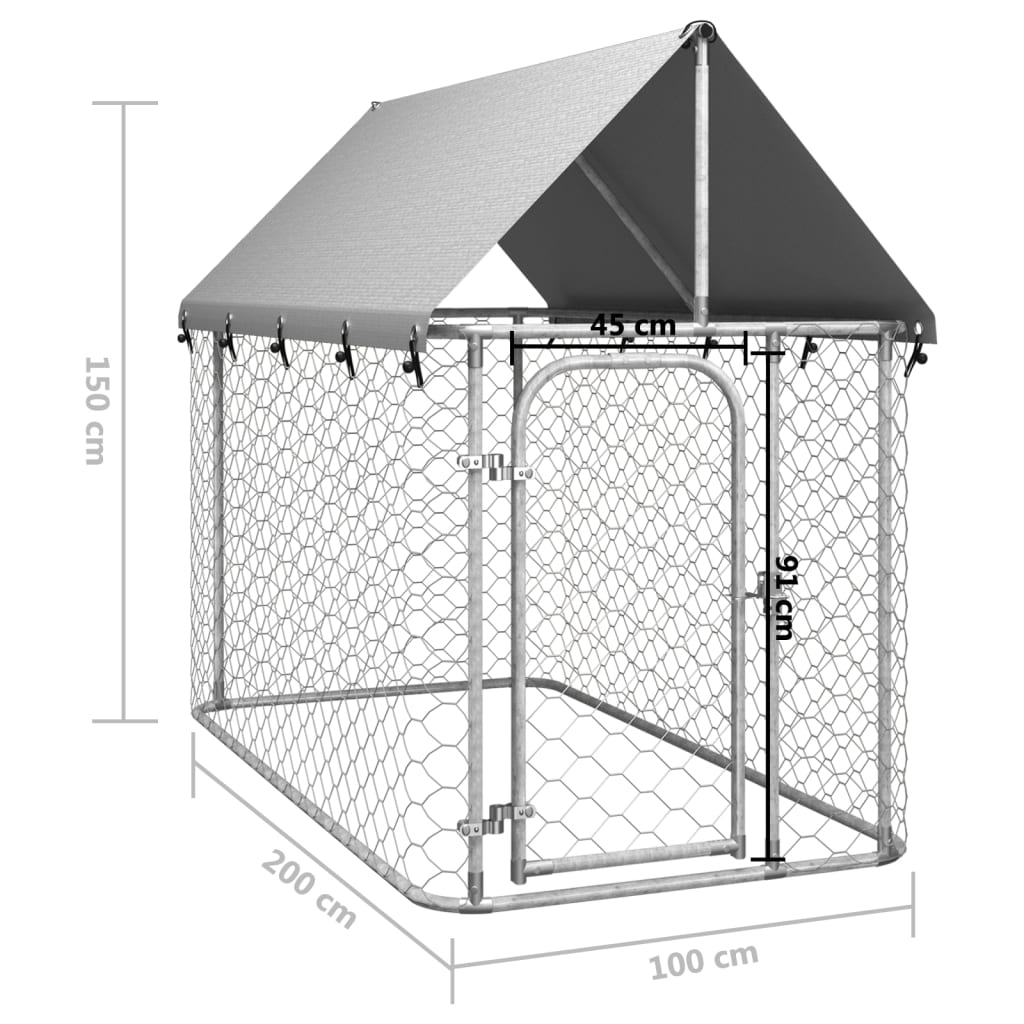 Hondenkennel voor buiten met dak 200x100x150 cm