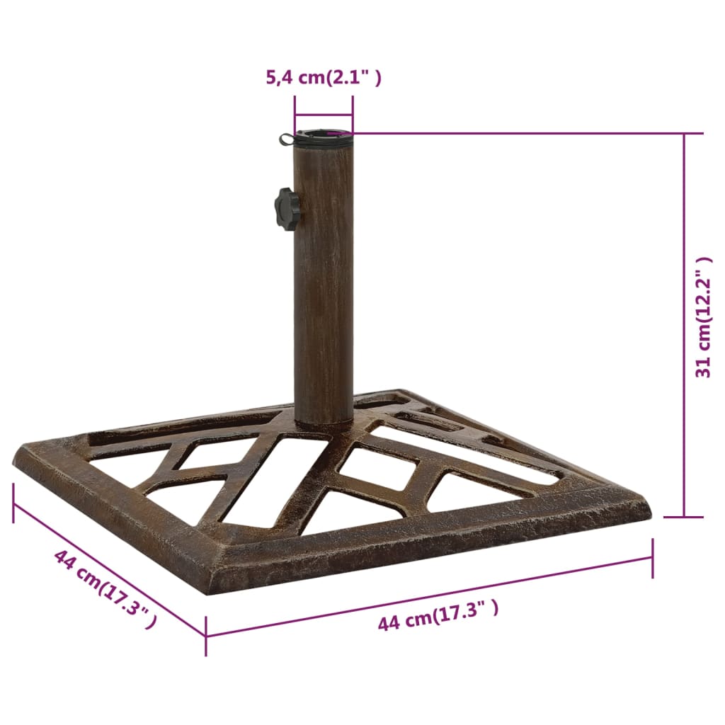 Parasolvoet 12 kg 48 cm gietijzer bronskleurig