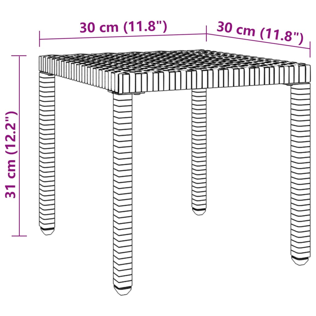 Ligbedden 2 st met tafel poly rattan bruin