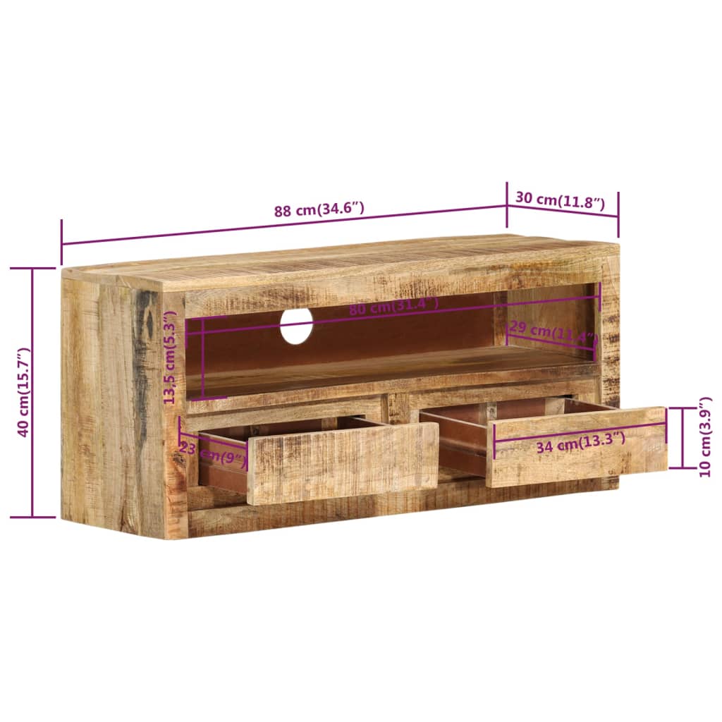 Tv-meubel 88x30x40 cm massief sheeshamhout