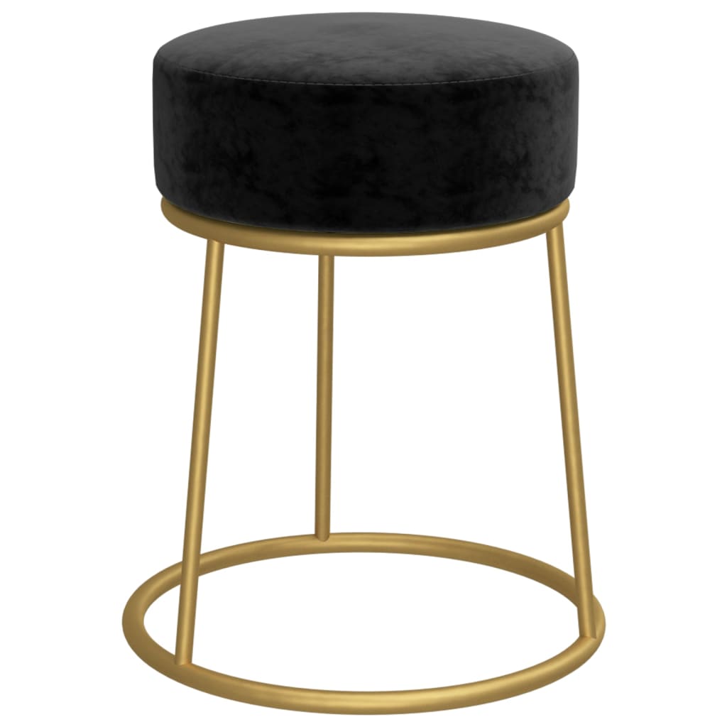 Hocker rond fluweel zwart