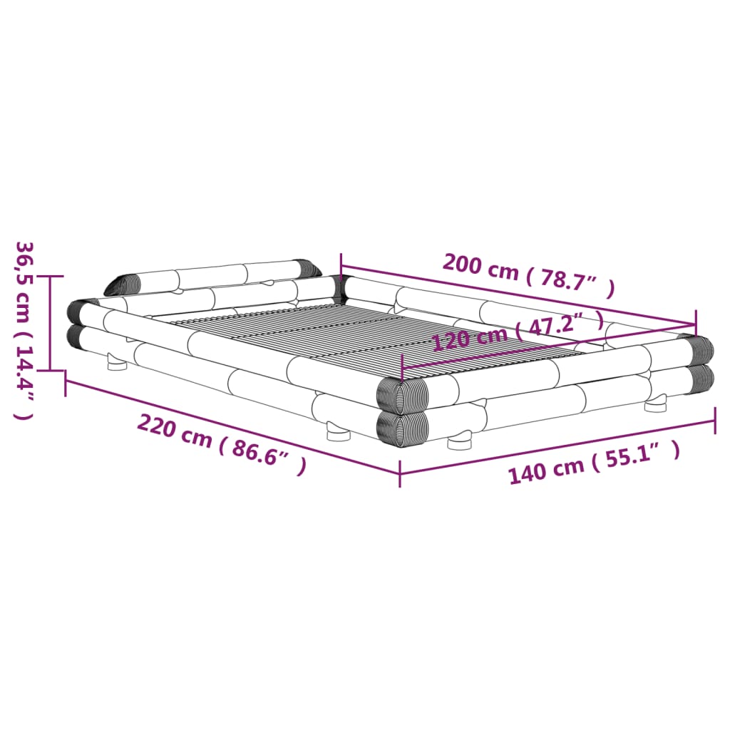 Bedframe bamboe 160x200 cm