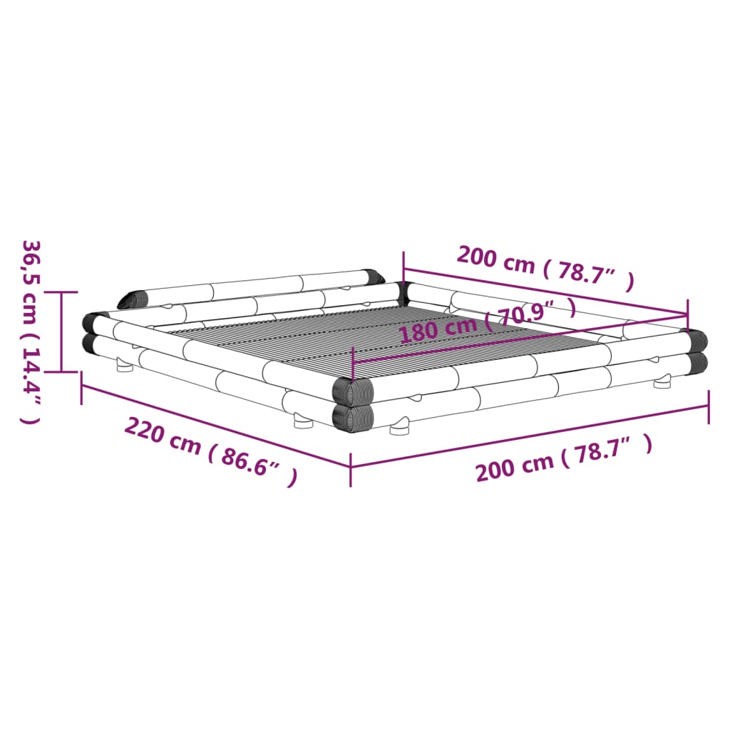 Bedframe bamboe 160x200 cm