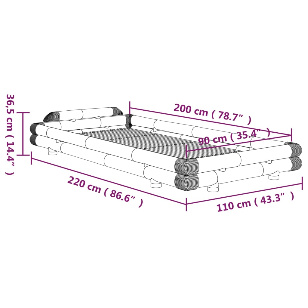 Bedframe bamboe 160x200 cm