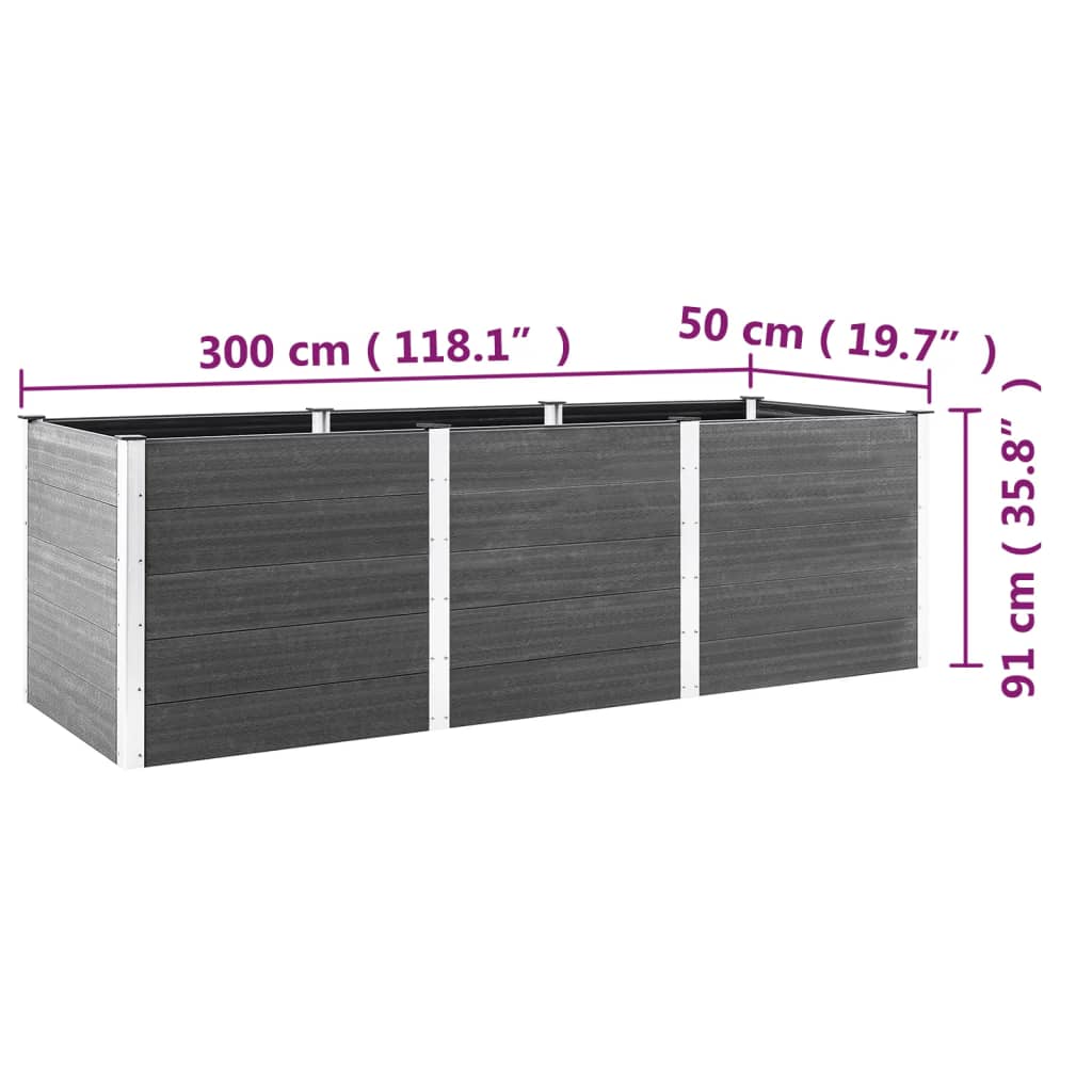 Plantenbak verhoogd 300x100x54 cm HKC grijs