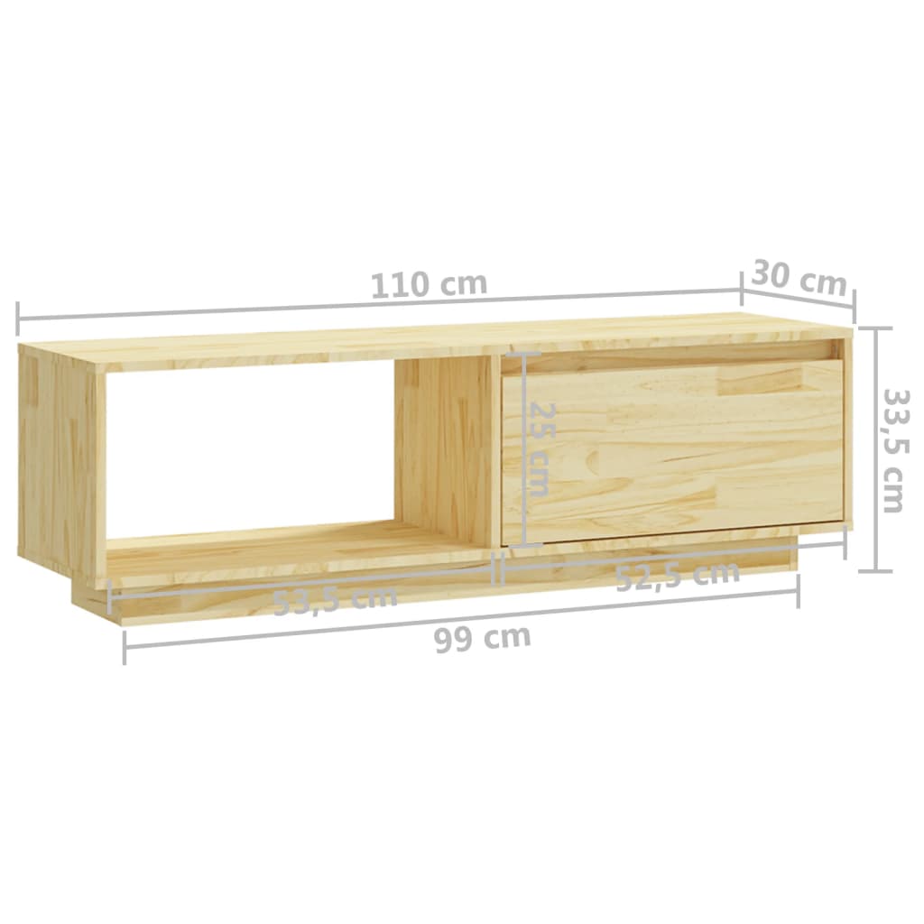 Tv-meubel 110x30x33,5 cm massief grenenhout