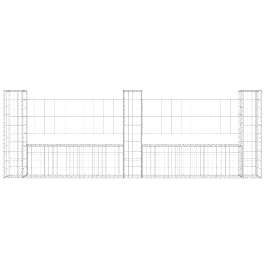 Schanskorf U-vormig met 2 palen 140x20x100 cm ijzer