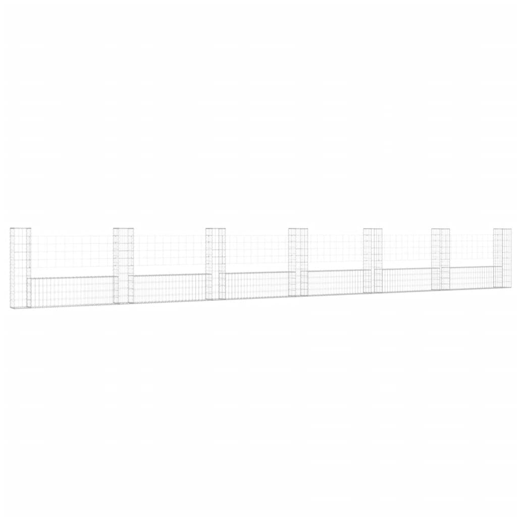 Schanskorf U-vormig met 6 palen 620x20x100 cm ijzer