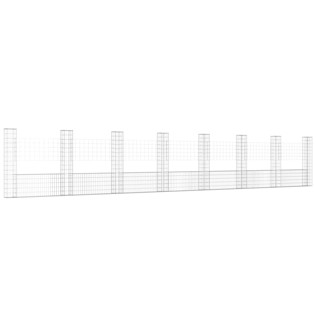 Schanskorf U-vormig met 2 palen 140x20x100 cm ijzer