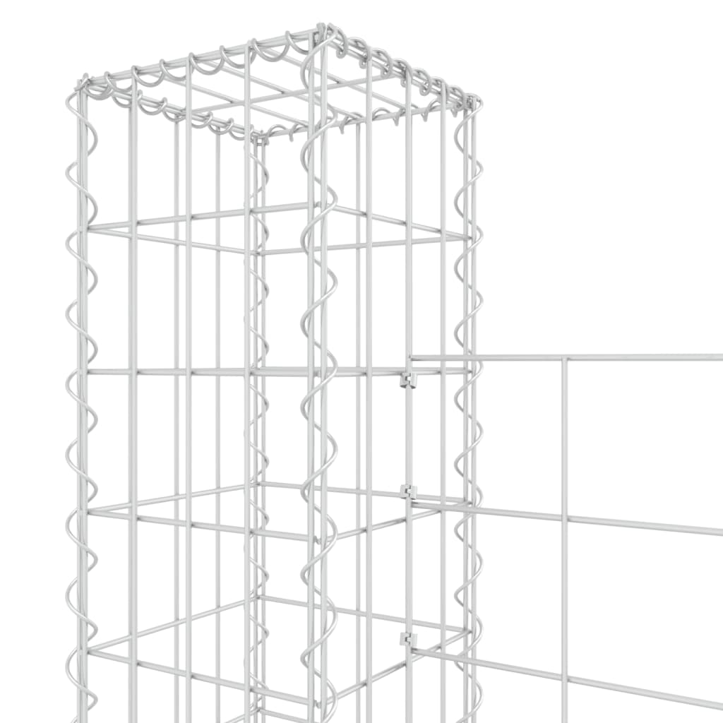 Schanskorf U-vormig met 2 palen 140x20x100 cm ijzer