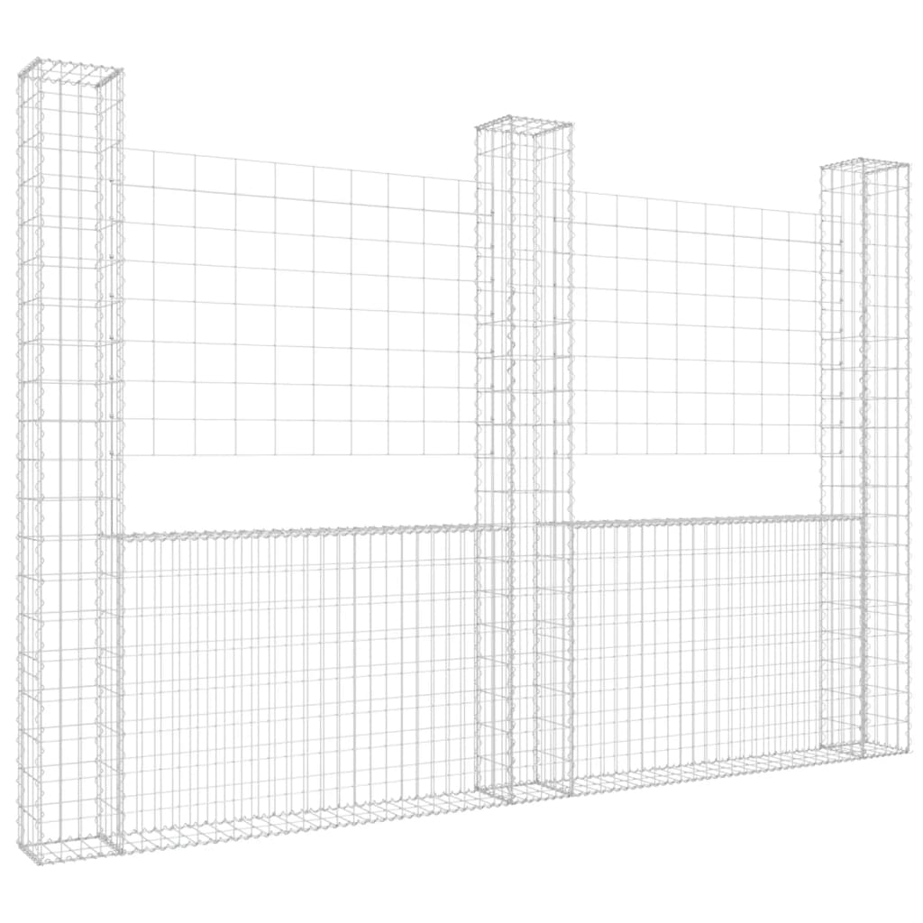 Schanskorf U-vormig met 2 palen 140x20x100 cm ijzer