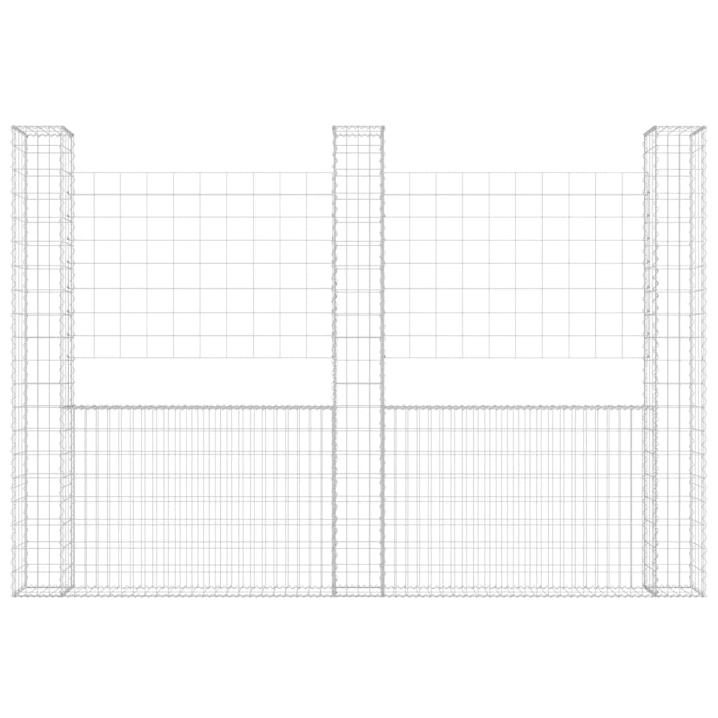 Schanskorf U-vormig met 2 palen 140x20x100 cm ijzer