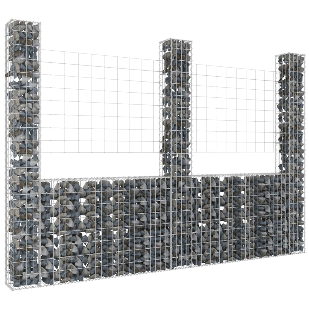 Schanskorf U-vormig met 2 palen 140x20x100 cm ijzer