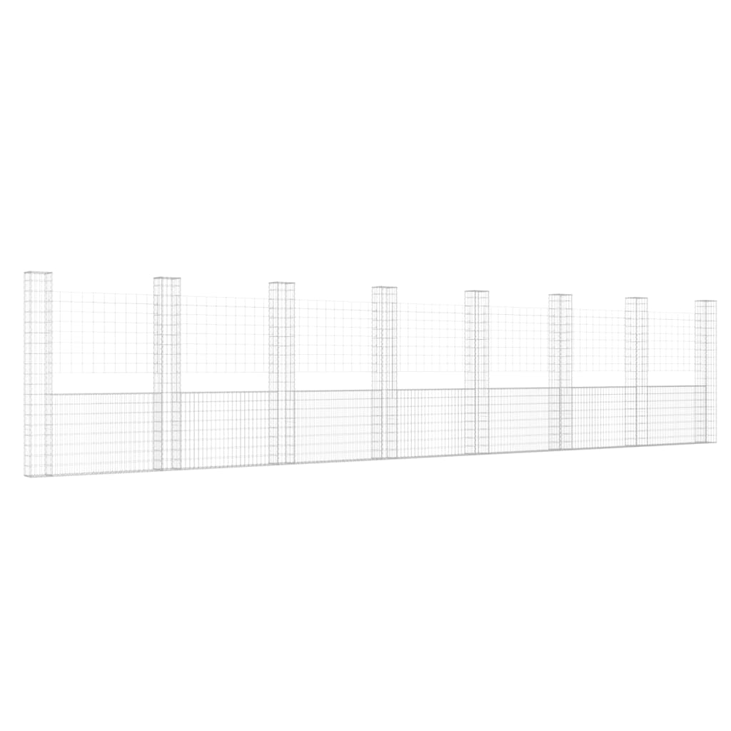 Schanskorf U-vormig met 2 palen 140x20x100 cm ijzer