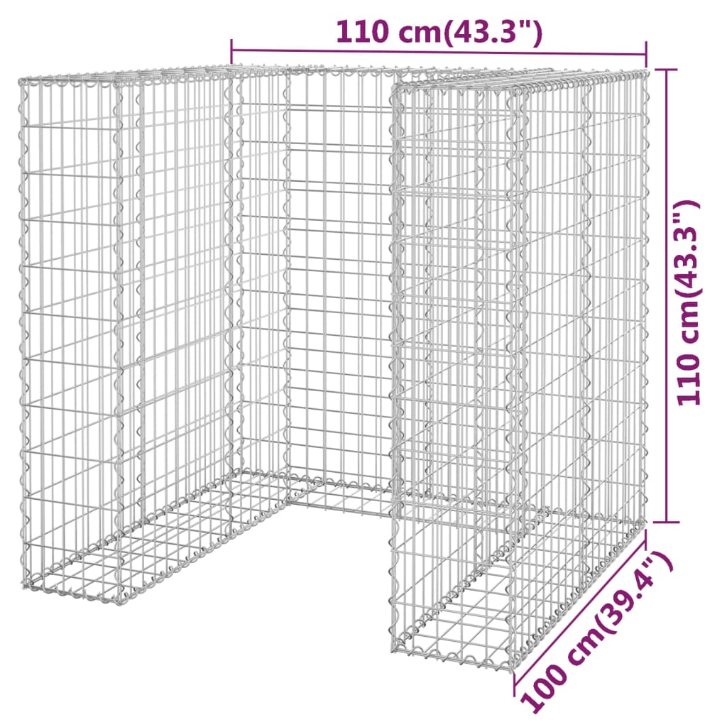 Schanskorf voor containers 254x100x110 cm gegalvaniseerd staal