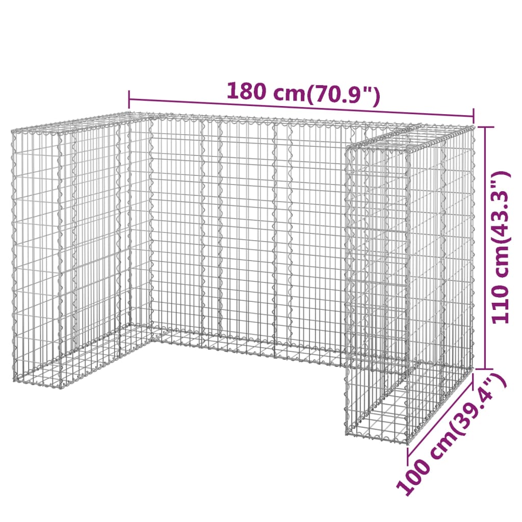 Schanskorf voor containers 254x100x110 cm gegalvaniseerd staal