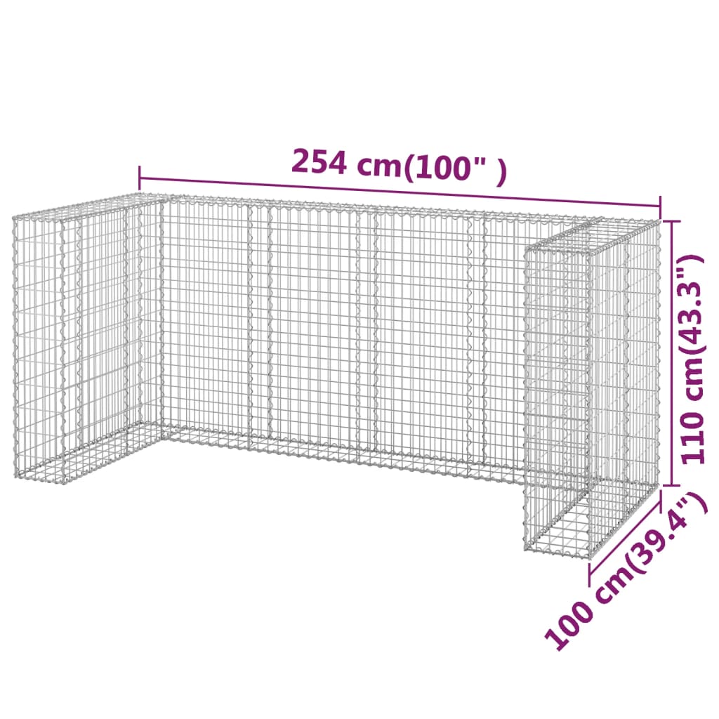 Schanskorf voor containers 254x100x110 cm gegalvaniseerd staal