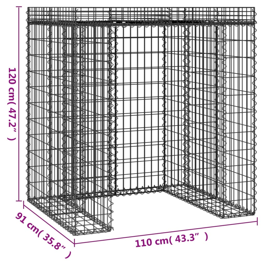 Schanskorf voor vuilnisbak 270x91x120 cm gegalvaniseerd ijzer