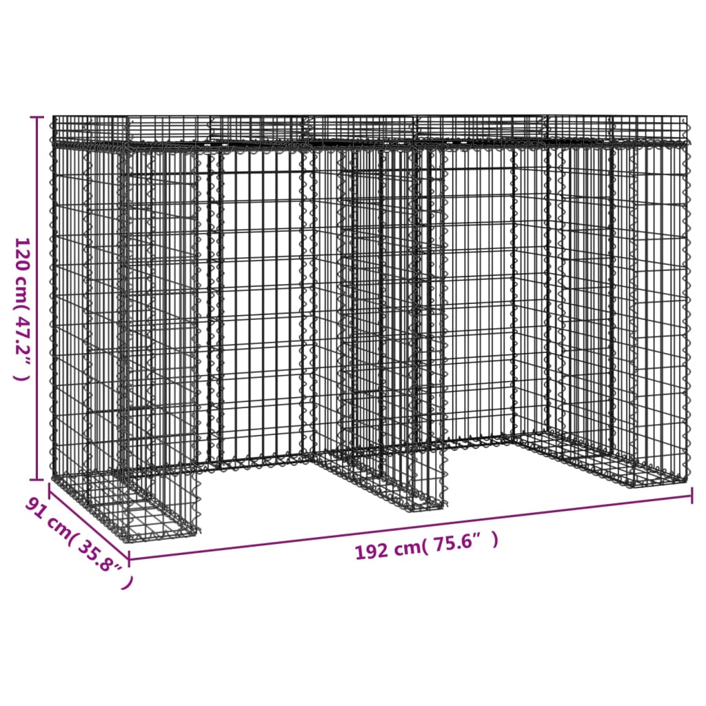 Schanskorf voor vuilnisbak 270x91x120 cm gegalvaniseerd ijzer