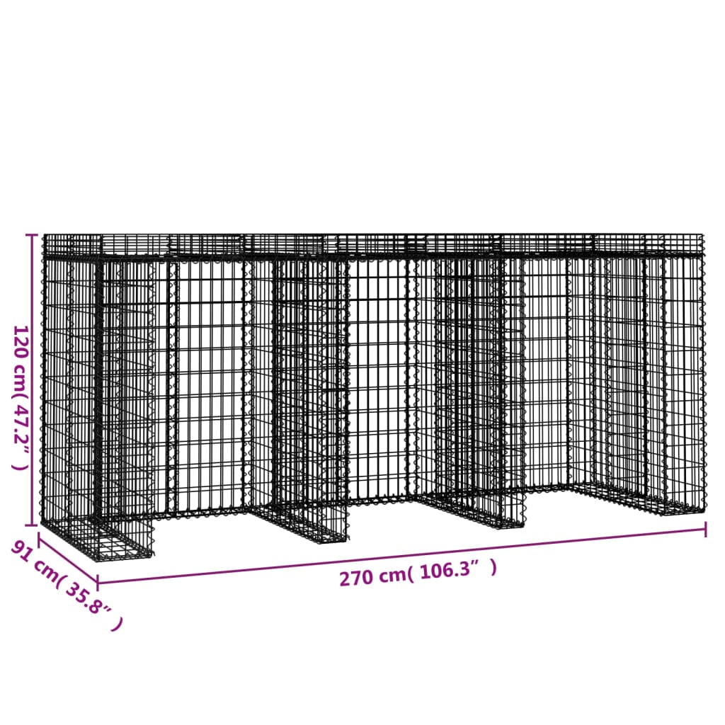 Schanskorf voor vuilnisbak 270x91x120 cm gegalvaniseerd ijzer