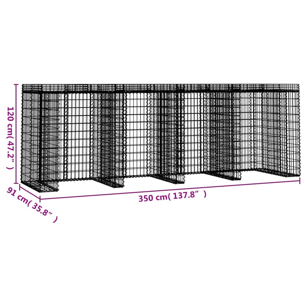 Schanskorf voor vuilnisbak 270x91x120 cm gegalvaniseerd ijzer