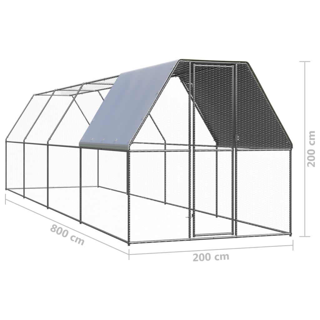 Kippenhok 3x6x2 m gegalvaniseerd staal