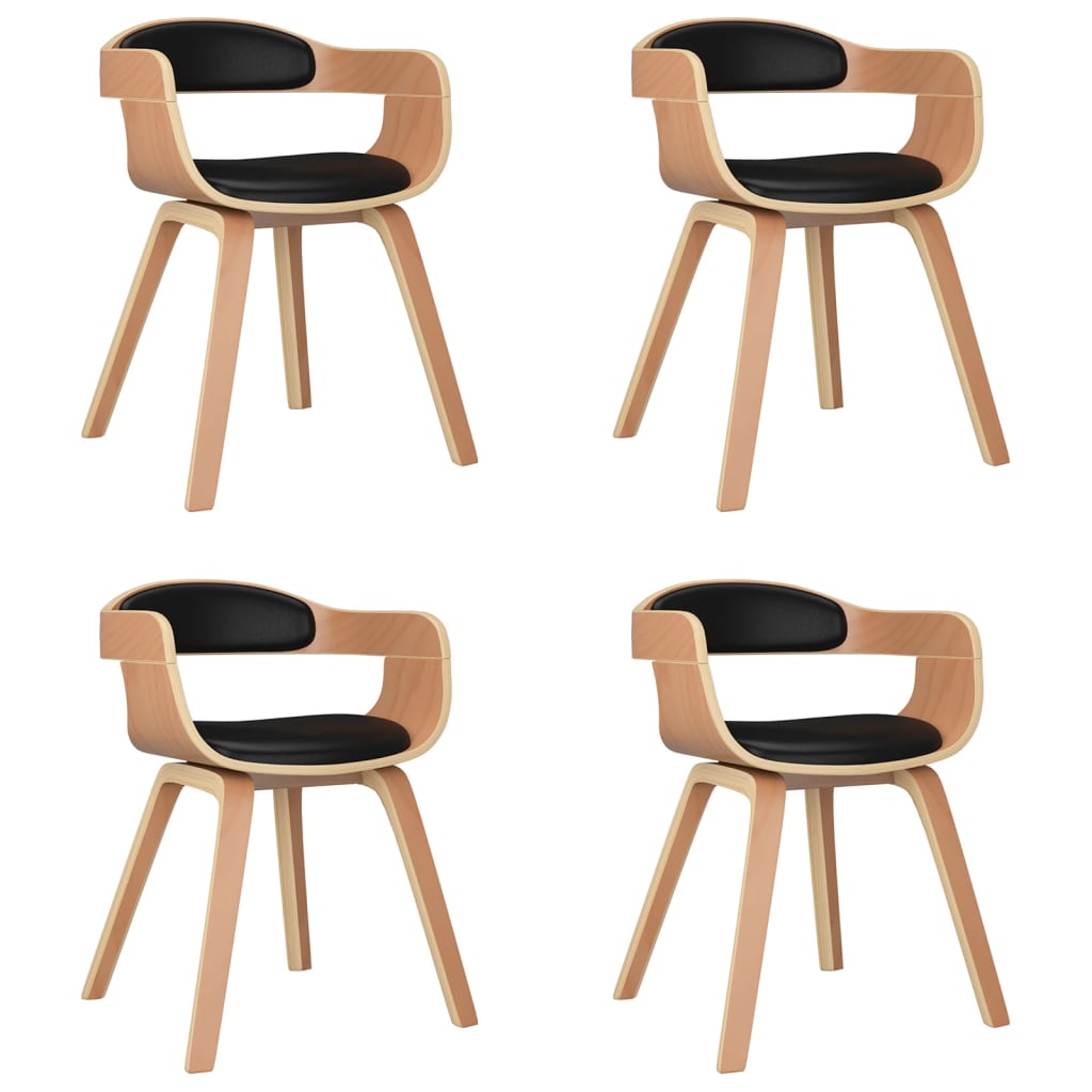 Eetkamerstoelen 2 st gebogen hout kunstleer crèmekleurig