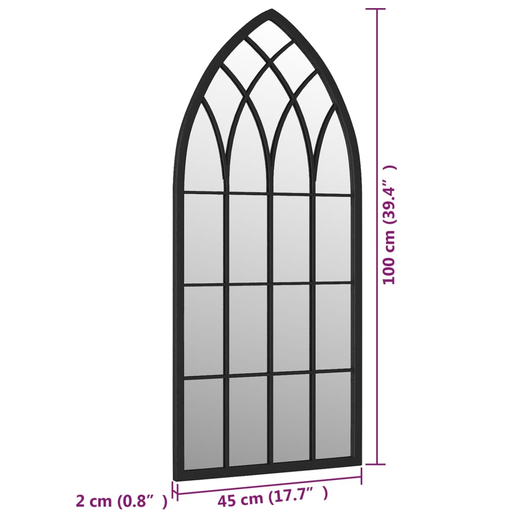 Tuinspiegel 100x45 cm ijzer zwart