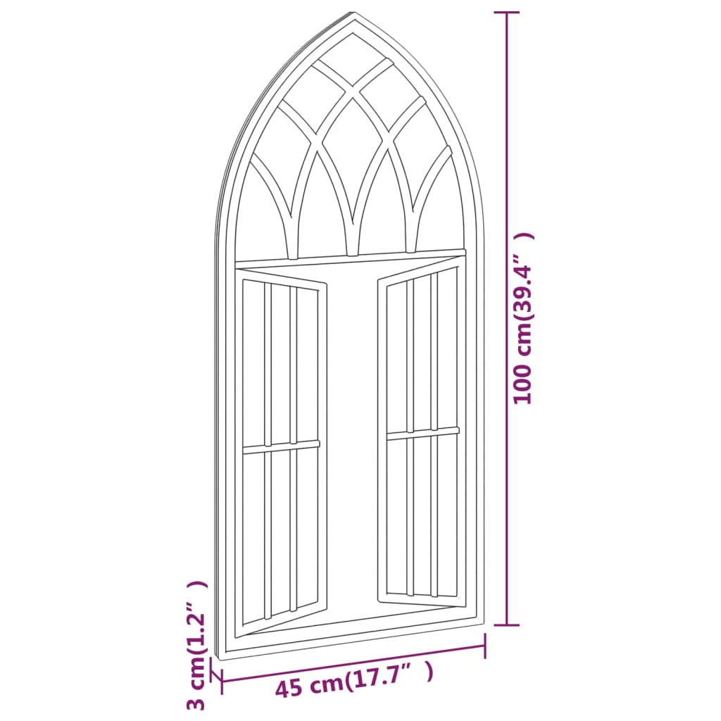 Tuinspiegel 100x45 cm ijzer zwart