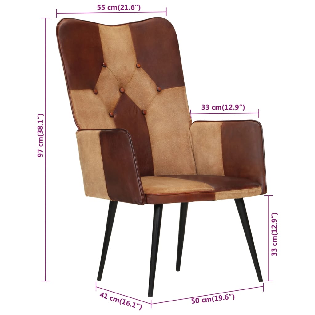 Fauteuil echt leer