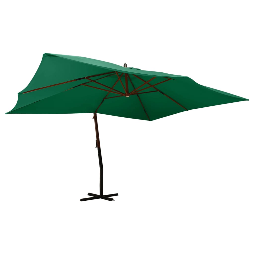 Zweefparasol met houten paal 400x300 cm azuurblauw